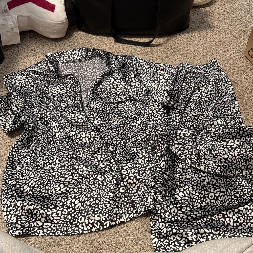 Black and White Leopard PJ Set